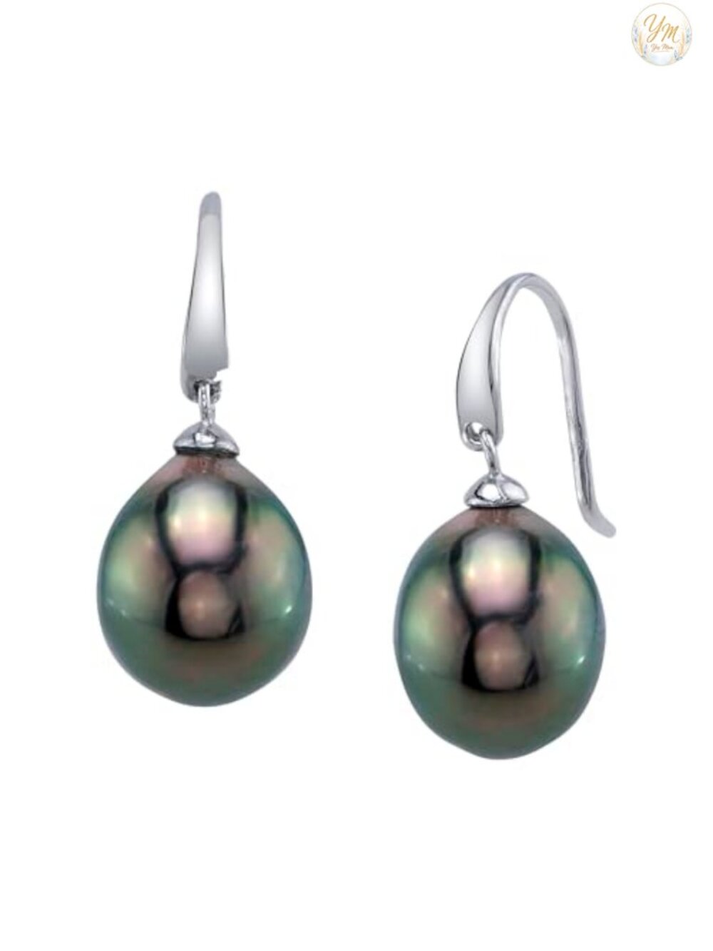 Tahitian South Sea Pearl Dangle Earrings Sterling Silver Baroque